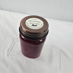 Amish Comfort Candle Soy Handmade Old Christmas 5.5"x3" Mason Jar 16oz Dark Red